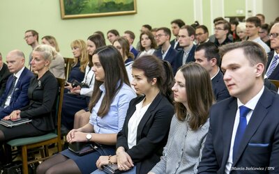 Dyskusja tematyczna towarzysząca wystawie "Dla Ciebie Polsko. W stulecie czynu legionowego" w Sejmie – 8 listopada 2017. Fot. Marcin Jurkiewicz /IPN