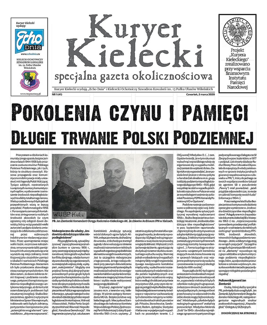 „Kuryer Kielecki” poświęcony konspiracji antykomunistycznej - okładka