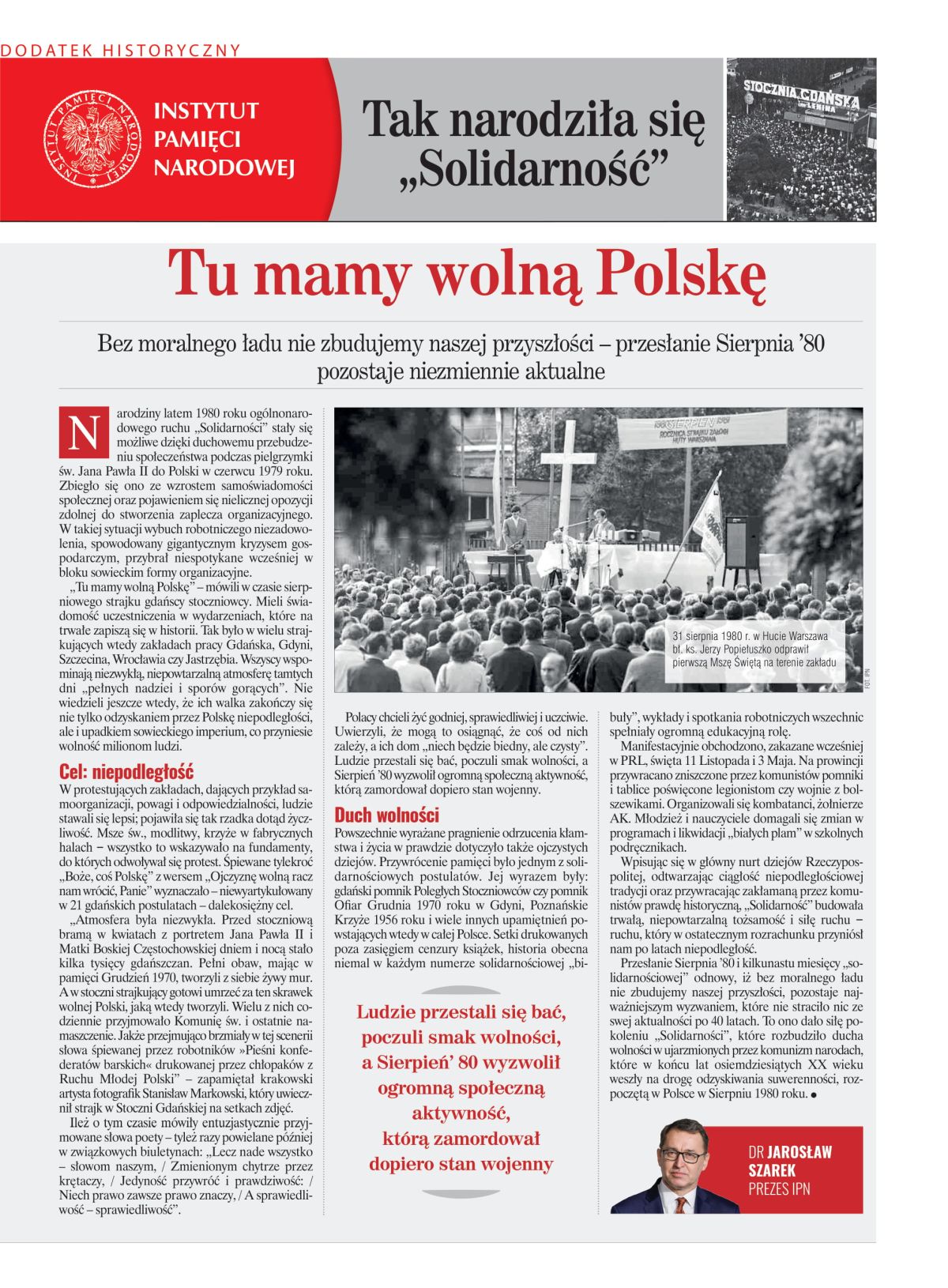 Dodatek prasowy IPN – Tak narodziła się „Solidarność” - okładka
