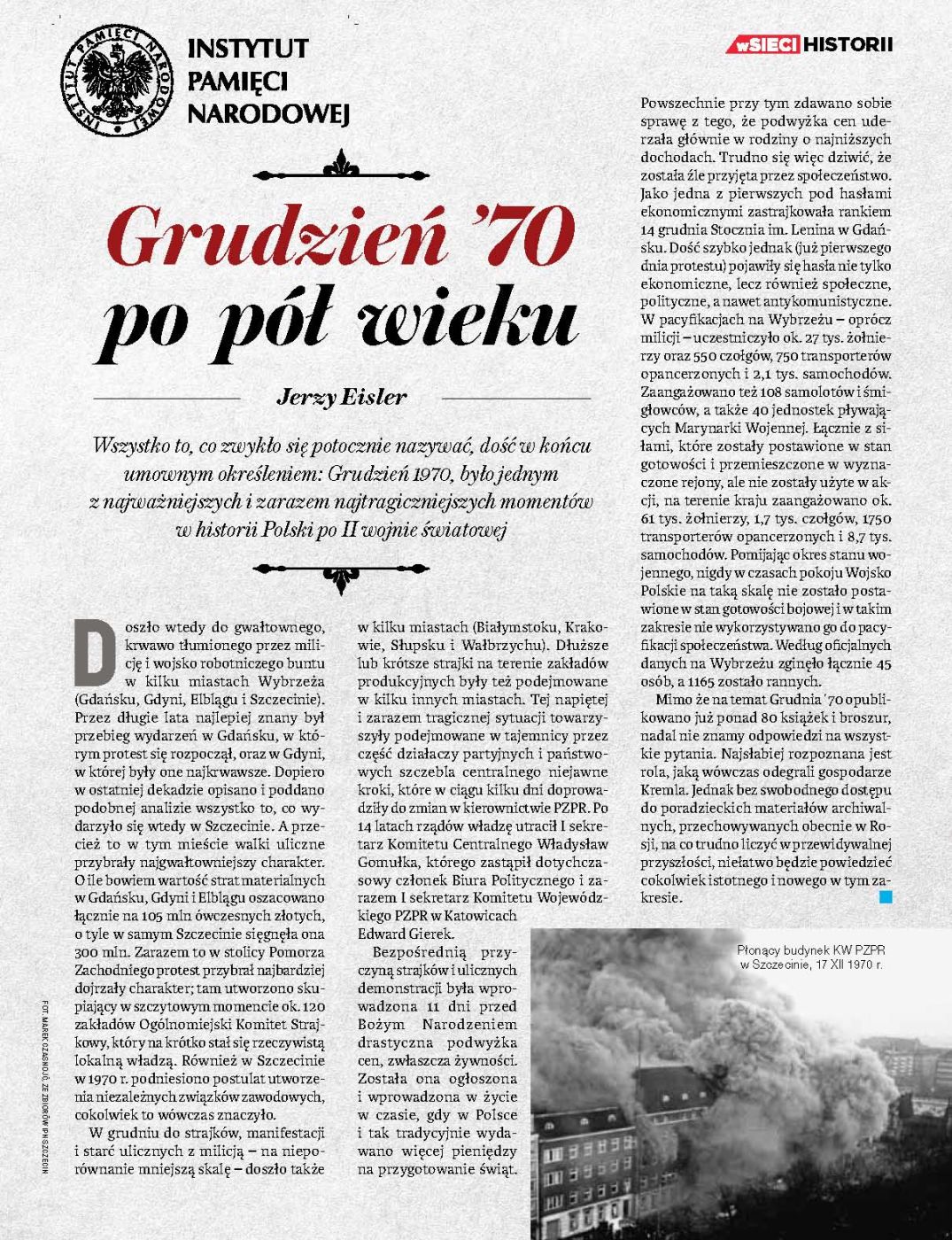 Dodatek historyczny o Grudniu '70 – „W Sieci Historii” nr 11–12/2020 - okładka
