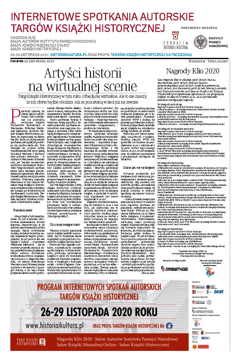 Internetowe spotkania autorskie Targów Książki Historycznej – dodatek specjalny do dziennika „Rzeczpospolita” z dnia 26 listopada 2020
