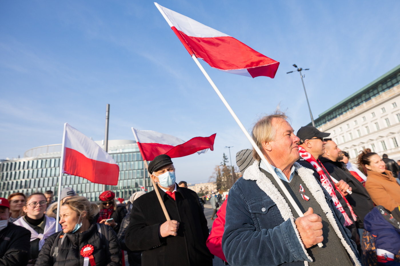 Obchody Narodowego Święta Niepodległości na placu Marszałka Piłsudskiego w Warszawie – 11 listopada 2021. Fot. Mikołaj Bujak (IPN) Obchody Narodowego Święta Niepodległości na placu Marszałka Piłsudskiego w Warszawie – 11 listopada 2021. Fot. Mikołaj Bujak (IPN)