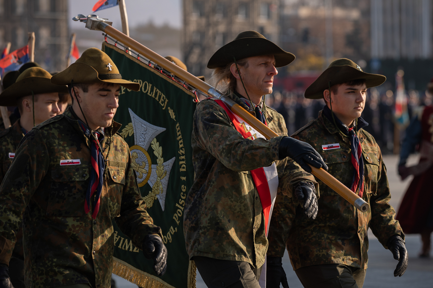 Obchody Narodowego Święta Niepodległości na placu Marszałka Piłsudskiego w Warszawie – 11 listopada 2021. Fot. Mikołaj Bujak (IPN) Obchody Narodowego Święta Niepodległości na placu Marszałka Piłsudskiego w Warszawie – 11 listopada 2021. Fot. Mikołaj Bujak (IPN)