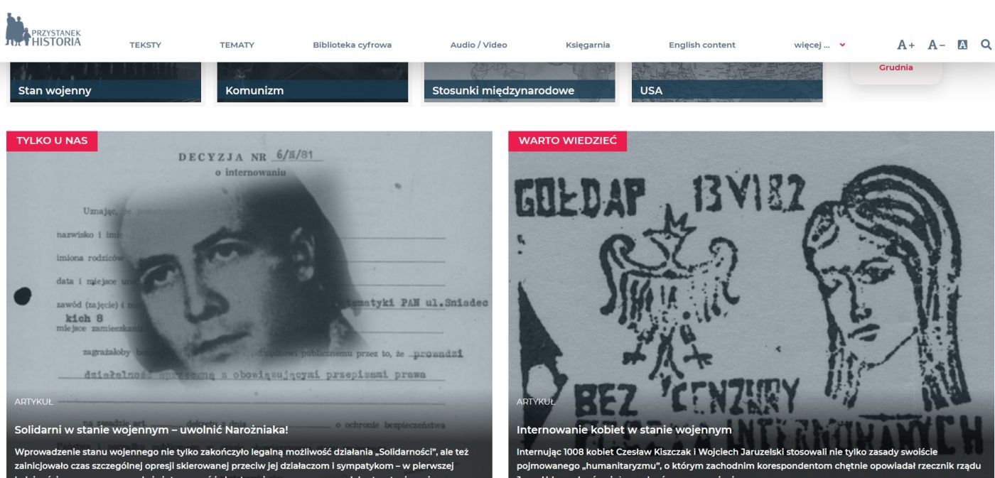 „Przystanek Historia” w TVP Historia, odc. 45: Wytrwaliśmy i zwyciężyliśmy – premiera: 9 grudnia 2021 „Przystanek Historia” w TVP Historia, odc. 45: Wytrwaliśmy i zwyciężyliśmy – premiera: 9 grudnia 2021