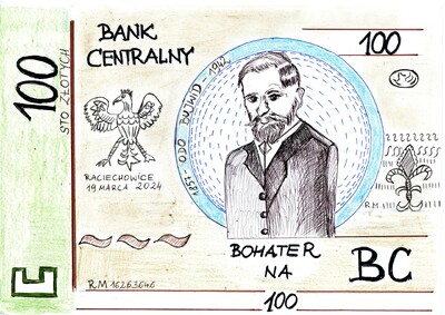 III miejsce w kategorii wiekowej 9–11 lat: Rafał Murzyn, Zespół Szkolno-Przedszkolny w Raciechowicach, bohater: Odo Bujwid