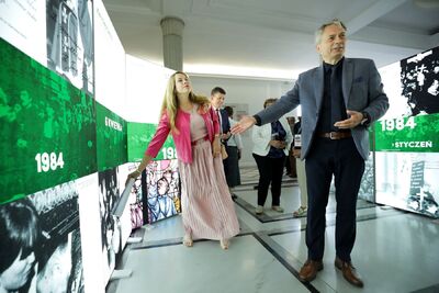 Wystawa „Obrona krzyża w Zespole Szkół Rolniczych w Miętnem w 1984 r.” w Sejmie RP – Warszawa, 12 czerwca 2024. Fot. Mikołaj Bujak (IPN)