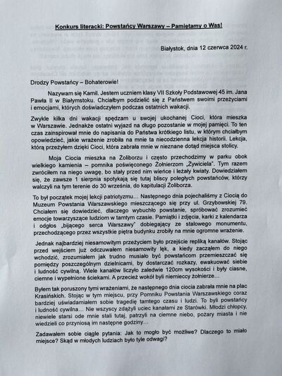 Rozstrzygnięcie konkursu „Powstańcy Warszawscy – Pamiętamy o Was!” – Warszawa, 18 czerwca 2024