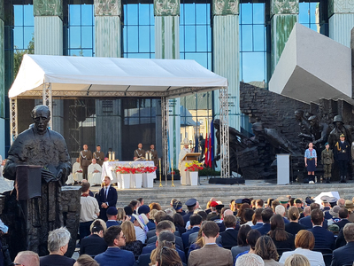 Uroczystości przy pomniku Powstania Warszawskiego na pl. Krasińskich – Warszawa, 31 lipca 2024. Fot. Krzysztof Wojciechowski (IPN)