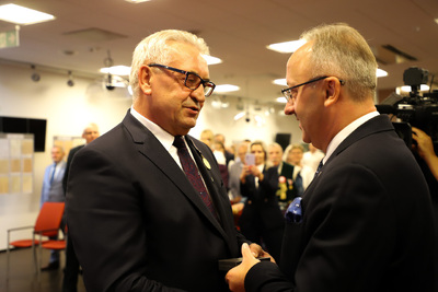 Uroczystość wręczenia Krzyży Wolności i Solidarności oraz medali Reipublicae Memoriae Meritum – Białystok, 12 września 2024. Fot. Paula Prudziłowicz (IPN)