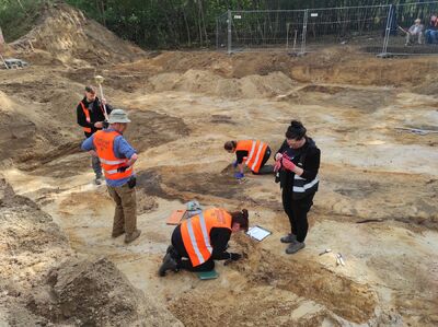 Prace poszukiwawcze IPN na dawnym poligonie wojskowym Brus w Łodzi – wrzesień 2024. Fot. BPiI IPN