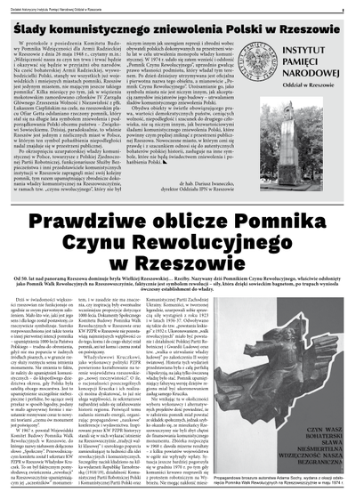 Ślady komunistycznego zniewolenia Polski w Rzeszowie – dodatek historyczny Instytutu Pamięci Narodowej Oddział w Rzeszowie