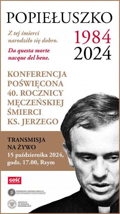 Plakat konferencji „Da questa morte nacque del bene” – „Z tej śmierci narodziło się dobro”