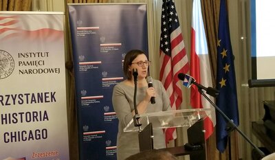 Uroczystość otwarcia „Przystanku Historia IPN” w Chicago. Dyrektor Archiwum IPN Marzena Kruk – 18 stycznia 2018