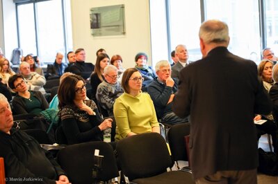 Wykład Teofila Lachowicza „Wychodźstwo polskie w Ameryce na rzecz niepodległości Polski w latach 1914–1920” – 23 stycznia 2018. Fot. Marcin Jurkiewicz (IPN)