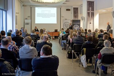 Wykład Teofila Lachowicza „Wychodźstwo polskie w Ameryce na rzecz niepodległości Polski w latach 1914–1920” – 23 stycznia 2018. Fot. Marcin Jurkiewicz (IPN)