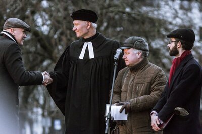 Uroczystości pod pomnikiem Bohaterów Getta w Warszawie – 29 stycznia 2018. Fot. Sławomir Kasper (IPN)