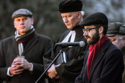 Uroczystości pod pomnikiem Bohaterów Getta w Warszawie – 29 stycznia 2018. Fot. Sławomir Kasper (IPN)