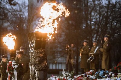 Uroczystości pod pomnikiem Bohaterów Getta w Warszawie – 29 stycznia 2018. Fot. Sławomir Kasper (IPN)
