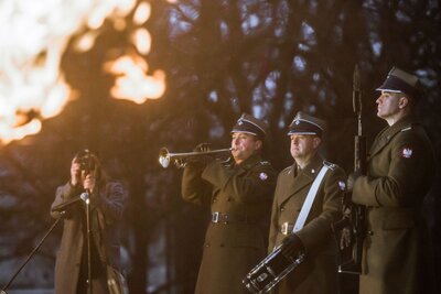 Uroczystości pod pomnikiem Bohaterów Getta w Warszawie – 29 stycznia 2018. Fot. Sławomir Kasper (IPN)