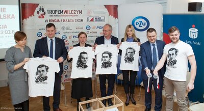 Konferencja na temat VI edycji Biegu Pamięci Żołnierzy Wyklętych „Tropem Wilczym” – Warszawa 19 lutego 2018. Fot. Marcin Jurkiewicz (IPN)