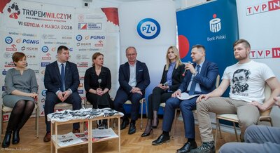 Konferencja na temat VI edycji Biegu Pamięci Żołnierzy Wyklętych „Tropem Wilczym” – Warszawa 19 lutego 2018. Fot. Marcin Jurkiewicz (IPN)