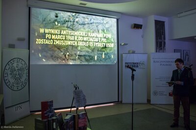 Prezentacja działań edukacyjnych IPN dot. Marca 1968 – Warszawa, 7 marca 2018. Fot. Marcin Jurkiewicz (IPN)