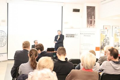 Spotkanie z cyklu „Łączka i inne miejsca poszukiwań” – Warszawa, 7 marca 2018. Fot. Aleksandra Wierzchowska (IPN)