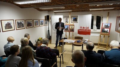 Wykład prof. Tomasza Sikorskiego z Uniwersytetu Szczecińskiego „Roman Dmowski”  – Goleniów, 6 lutego 2018. Fot. Z. Stanuch