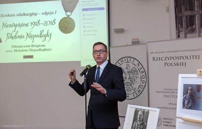 Prezentacja spotu IPN promującego konkurs „Niezwyciężeni 1918–2018. Pokolenia Niepodległej” – 21 marca 2018. Fot. Marcin Jurkiewicz (IPN)