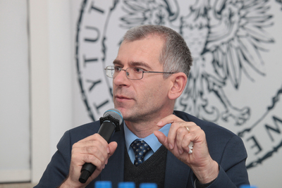 Prof. Grzegorz Motyka. Dyskusja o mniejszościach narodowych II RP – Warszawa, 22 marca 2018. Fot. Piotr Życieński (IPN)