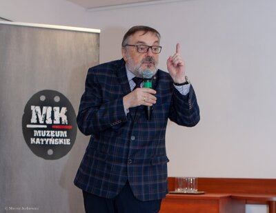 Konferencja „Świadectwa i świadkowie. Zbrodnia katyńska 1940 r.” Dyrektor Muzeum Katyńskiego Sławomir Frątczak – Warszawa, 12 kwietnia 2018. Fot. Marcin Jurkiewicz