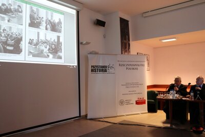 Spotkanie poświęcone bł. ks. Jerzemu Popiełuszce oraz NSZZ „Solidarność” Huty Warszawa – Warszawa, 17 kwietnia 2018. Fot. Aleksandra Wierzchowska (IPN)