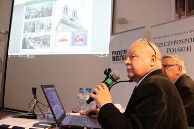 Spotkanie poświęcone bł. ks. Jerzemu Popiełuszce oraz NSZZ „Solidarność” Huty Warszawa – Warszawa, 17 kwietnia 2018. Fot. Aleksandra Wierzchowska (IPN)