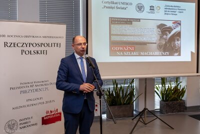 Prezentacja raportu Jürgena Stroopa w Czytelni IPN na Kłobuckiej – 18 kwietnia 2018. Fot. Marcin Jurkiewicz