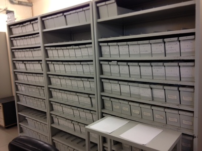 Zwiedzanie Archiwum bułgarskiej Komisji 23 kwietnia 2018. Magazyny archiwalne i kartoteczne