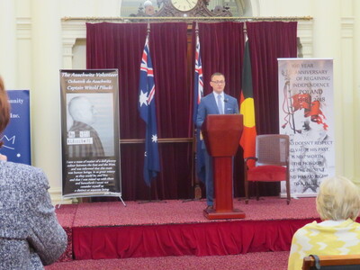 Otwarcie wystaw IPN w Parlamencie Stanu Wiktoria w Melbourne. Na zdj. dr Rafał Leśkiewicz