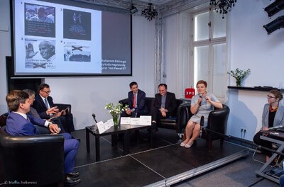 Konferencja prasowa w Centrum Myśli Jana Pawła II – 15 maja 2018. Fot. Marcin Jurkiewicz (IPN)