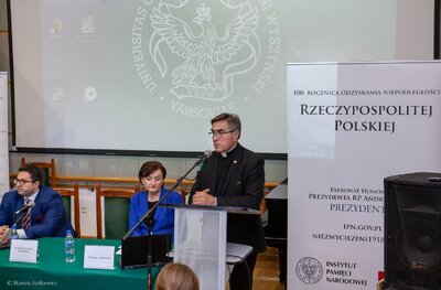 Konferencja naukowa „Prymas Stefan Wyszyński a Niepodległa" – Warszawa, 25 maja 2018. Fot. Marcin Jurkiewicz (IPN)
