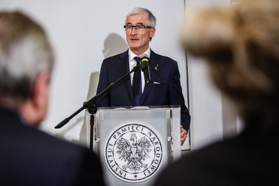 Wernisaż wystawy „Pancerne skrzydła” na Przystanku Historia. Na zdj. minister-prezydent Rządu Flandrii Geert Bourgeois. Fot. Sławek Kasper (IPN)