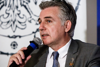 Wernisaż wystawy „Pancerne skrzydła” na Przystanku Historia. Na zdj. Yves Vantens, generalny przedstawiciel Rządu Flandrii. Fot. Sławek Kasper (IPN)