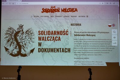 Konferencja prasowa prezentująca nowy portal IPN „Solidarność Walcząca w dokumentach”. Fot. Marcin Jurkiewicz (IPN)