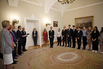 Wiceprezes IPN dr Mateusz Szpytma na gali finałowej II edycji Olimpiady Historii Polski na Ukrainie 2017/18 – 3 lipca 2018 Warszawa. Fot. Jan Dubiel (IPN)