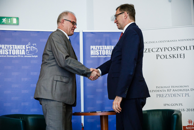 Podpisanie porozumienia ws. organizacji XX Powszechnego Zjazdu Historyków – Warszawa, 17 lipca 2018. Fot. Sławek Kasper