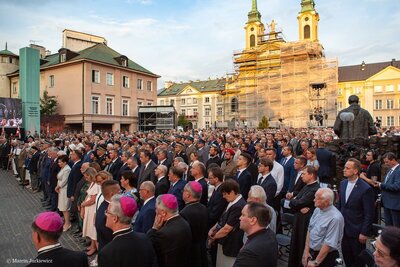 Uroczystości przy Pomniku Powstania Warszawskiego na Pl. Krasińskich. Na zdj. Jan Baster, wiceprezes IPN – Warszawa, 31 lipca 2018. Fot. Marcin Jurkiewicz (IPN)