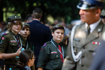 Uroczystości pod pomnikiem Gloria Victis na Cmentarzu Wojskowym na Powązkach. 1 sierpnia 2018. Fot. Sławek Kasper (IPN)