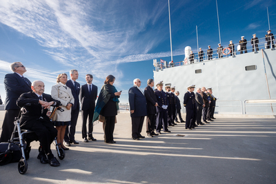 Uroczystości sprowadzenia do Polski szczątków admirała Józefa Unruga i jego żony Zofii – Port Wojenny w Brest (Francja), 25 września 2018. Fot. sk/IPN