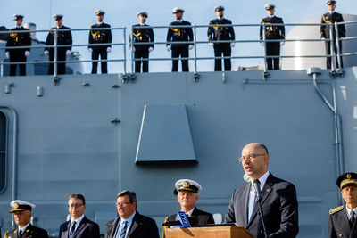 Dr Mateusz Szpytma, zastępca prezesa Instytutu Pamięci Narodowej – Port Wojenny w Brest (Francja), 25 września 2018. Fot. sk/IPN