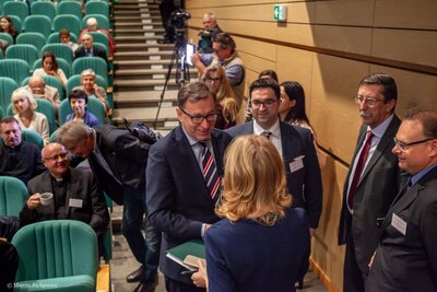 Otwarcie konferencji „Wiara i patriotyzm. Msze za Ojczyznę bł. ks. Jerzego Popiełuszki...” – Warszawa 18 października 2018. Fot. Marcin Jurkiewicz (IPN)