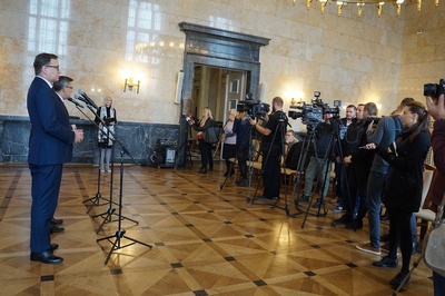 Konferencja prasowa na temat budowy pomnika Wojciecha Korfantego – Katowice, 29 października 2018