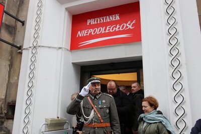 Marszałek Piłsudski otwiera „Przystanek Niepodległość” – 5 listopada 2018. Fot. Aleksandra Wierzchowska (IPN)